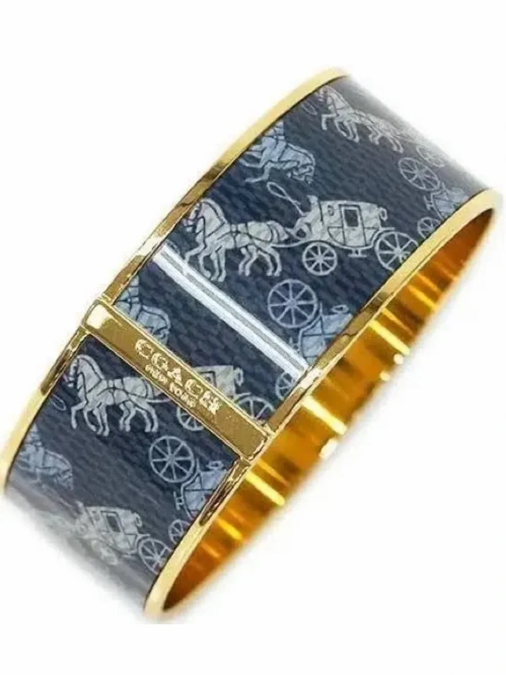 Coach Navy and Gold Horse & Carriage Enamel Bangle - Picture 2 of 2